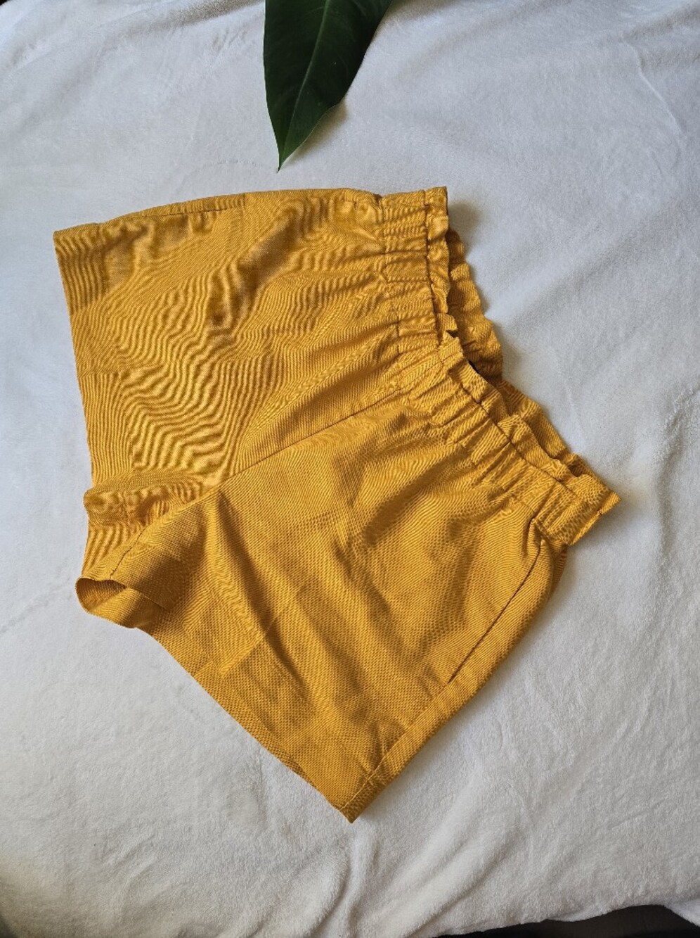 Ann Taylor High-Waist Mustard Elastic-Waist Shorts